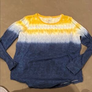 Yellow and Blue Tie-Dye Long Sleeve Shirt XL
